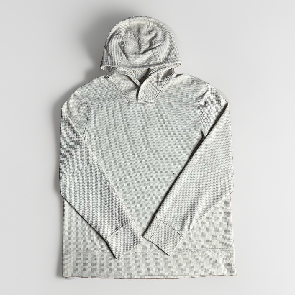 Lululemon Shift Stitch Hoodie Mens Large Ivory Cream Waffle Snap Henley Vent Gym